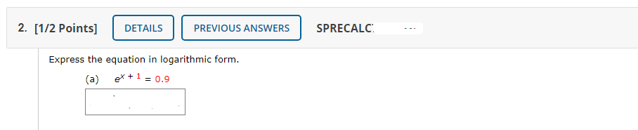 Solved 2 1 2 Points DETAILS PREVIOUS ANSWERS SPRECALC Chegg
