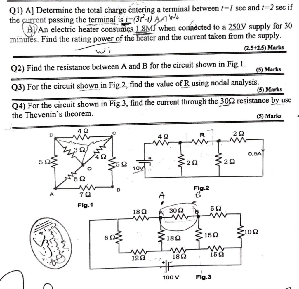 Solved Q1 A Determine The Total Charge Entering A Terminal Chegg