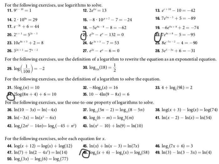 Solved For The Following Exercises Use Logarithms To Solve Chegg