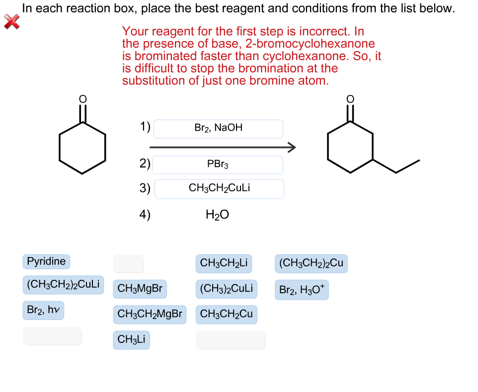 In Each Reaction Box Place The Best Reagent And Conditions From The