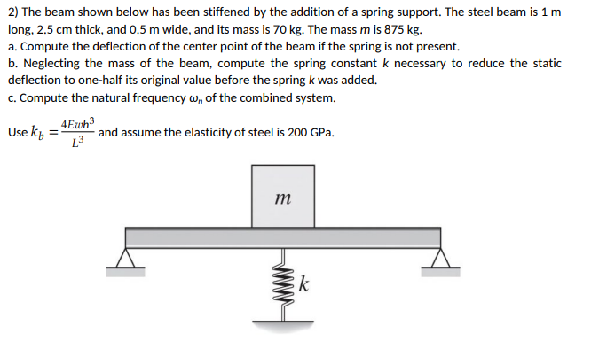 Solved 2 The Beam Shown Below Has Been Stiffened By The Chegg