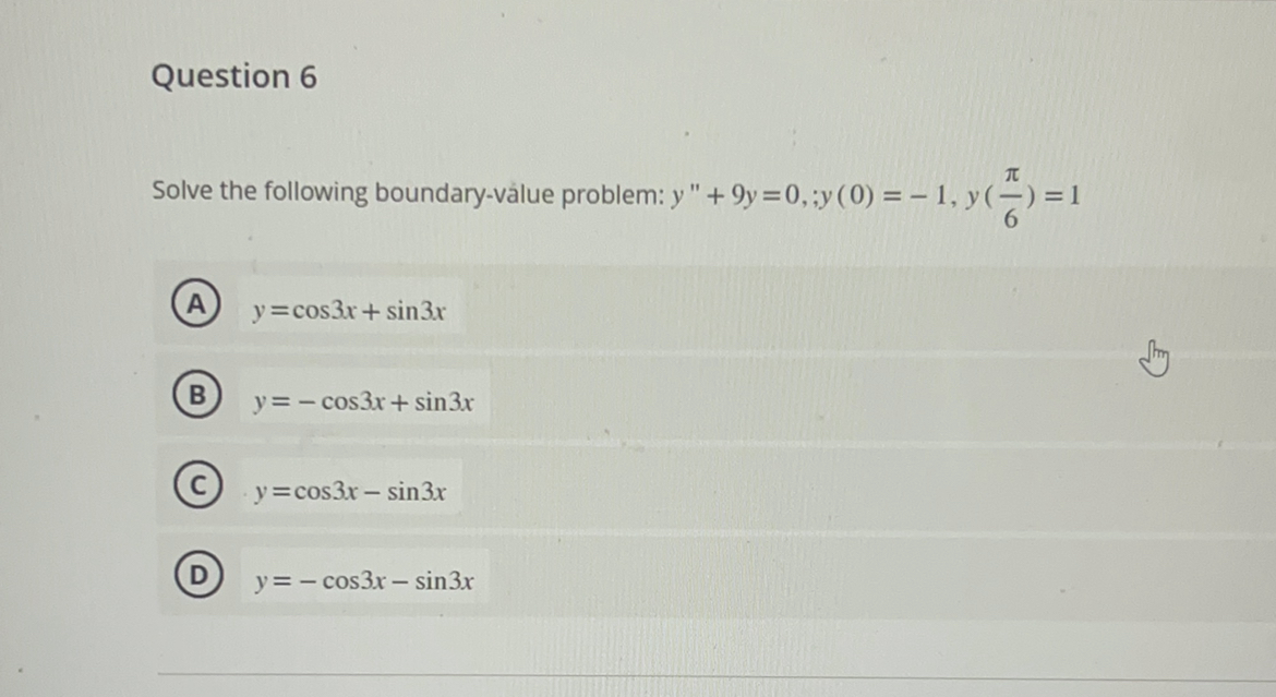 Solved Question 6Solve The Following Boundary Value Problem Chegg