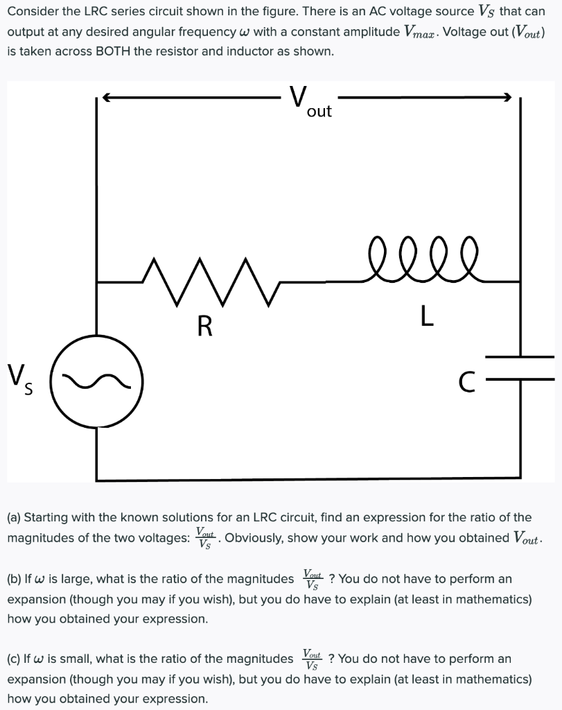 Solved Consider The Lrc Series Circuit Shown In The Figure Chegg