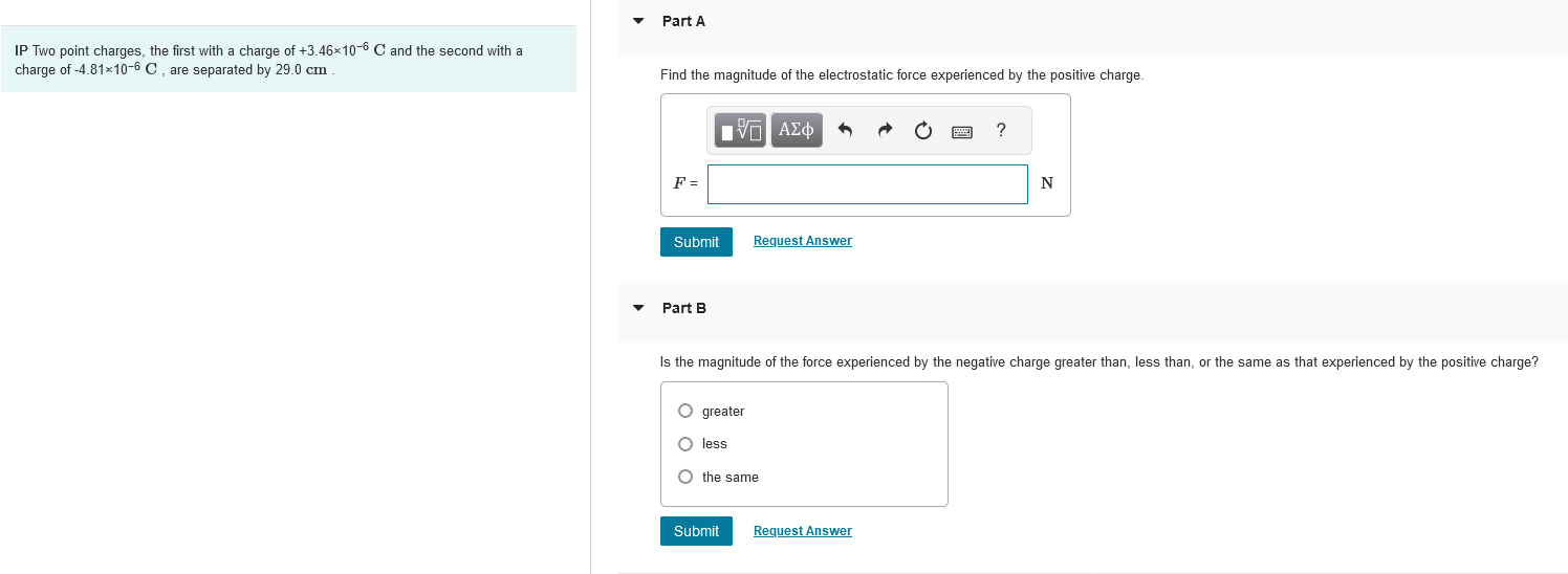 Solved IP Two Point Charges The First With A Charge Of Chegg