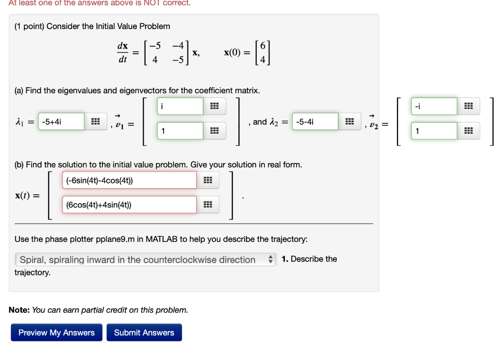 Solved 1 Point Consider The Initial Value Problem Chegg