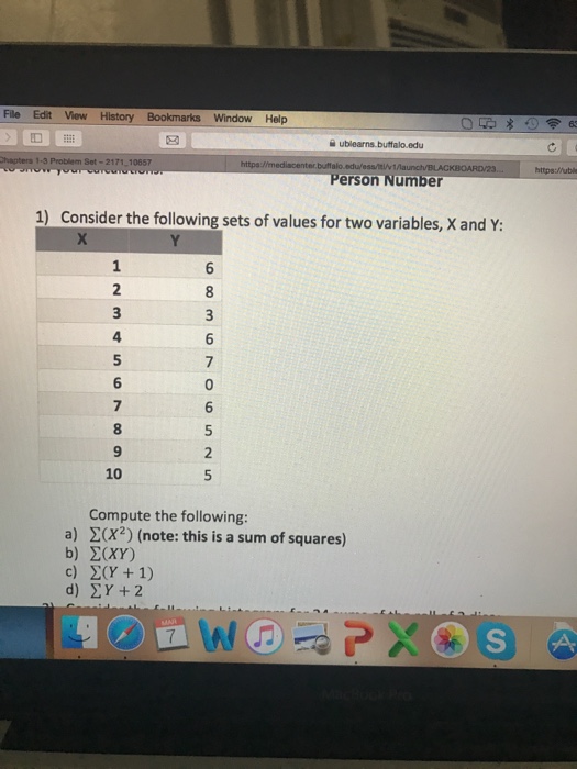 Solved Consider The Following Sets Of Values For Two Chegg