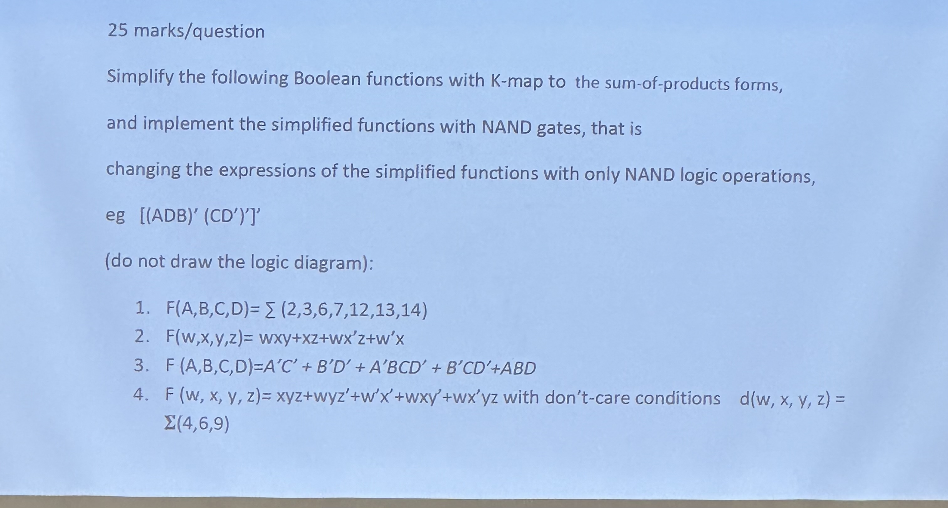 Solved 25 Marks Question Simplify The Following Boolean Chegg