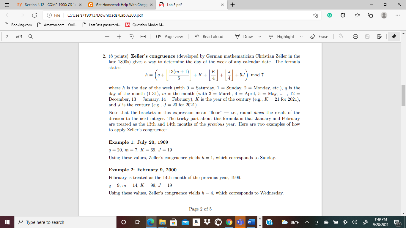 Solved D Zy Section Comp Cs X C Get Homework Chegg