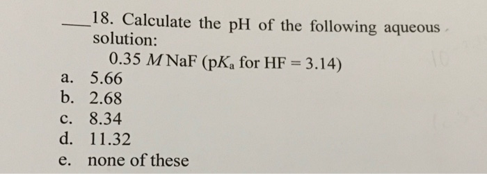 Solved Calculate The Ph Of The Following Aqueous Solution Chegg