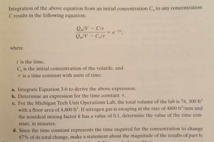 Solved Equation In The Text Provides A Mass Balance For Chegg