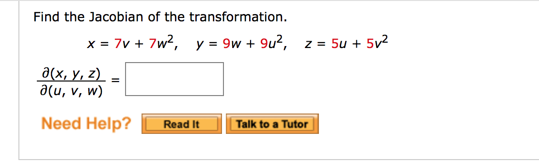 Solved Find The Jacobian Of The Transformation X 7V Chegg