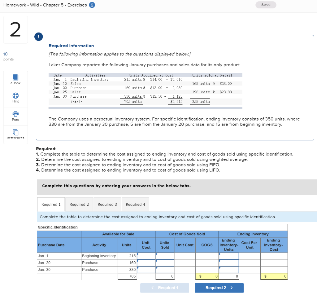 Solved Required 1 Complete The Table To Determine The Cost Chegg