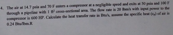 Solved The Air At Psia And F Enters A Compressor At Chegg