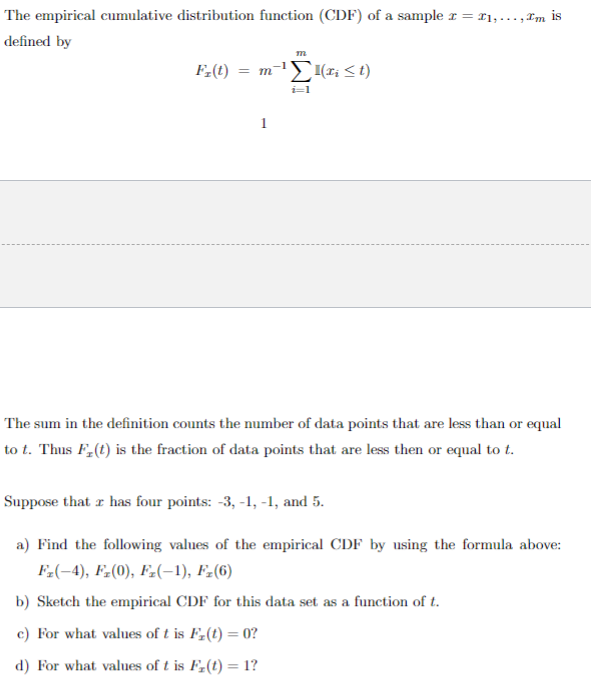 Solved The Empirical Cumulative Distribution Function Cdf Chegg