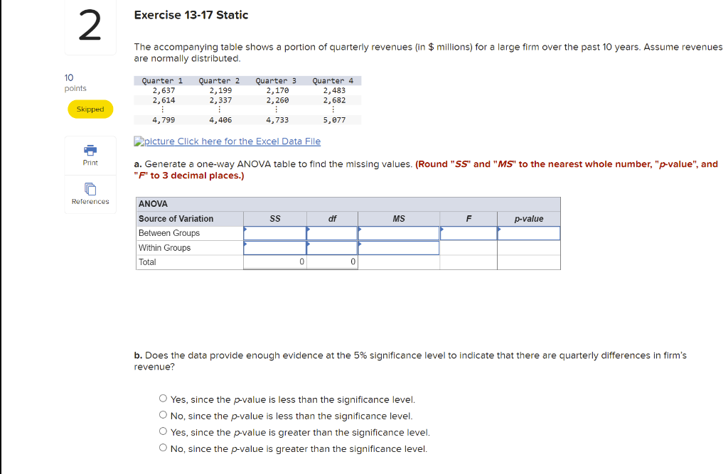 Solved Exercise Static The Accompanying Table Shows Chegg