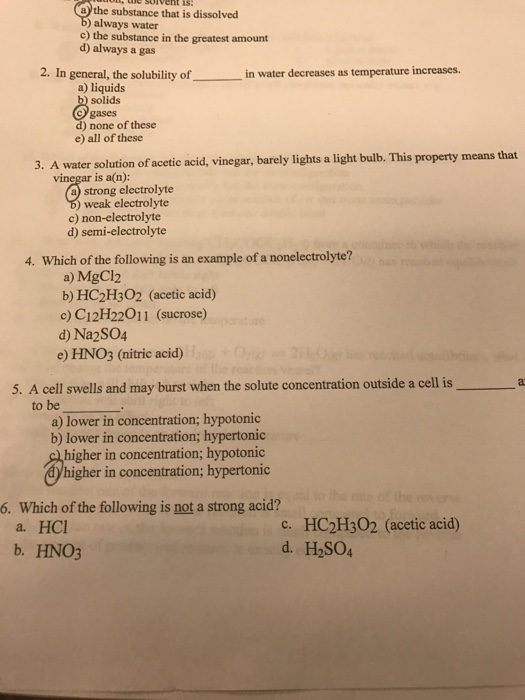 In General, The Solubility Of _________ In Water D...