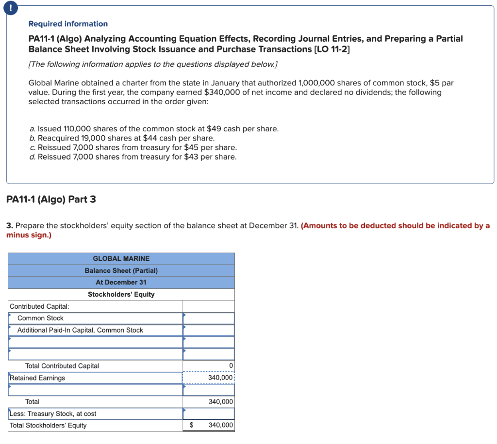 Solved Required Information PA11 1 Algo Analyzing Chegg