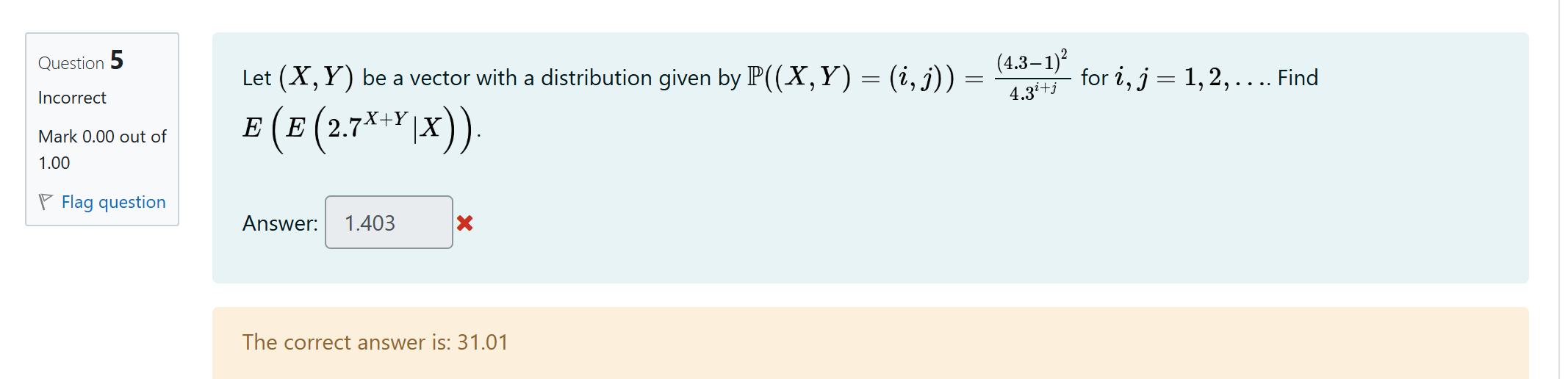 Solved Let X Y Be A Vector With A Distribution Given Chegg