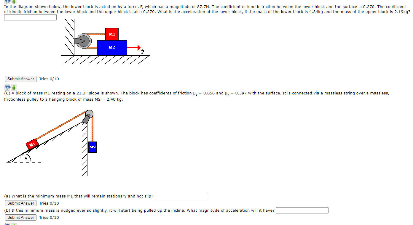 Solved In The Diagram Shown Below The Lower Block Is Acted Chegg