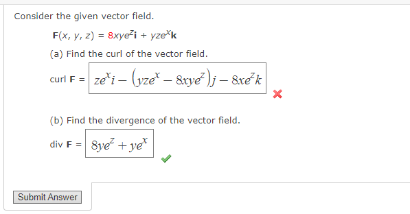 Solved Consider The Given Vector Field F X Y Z 8xyei Chegg