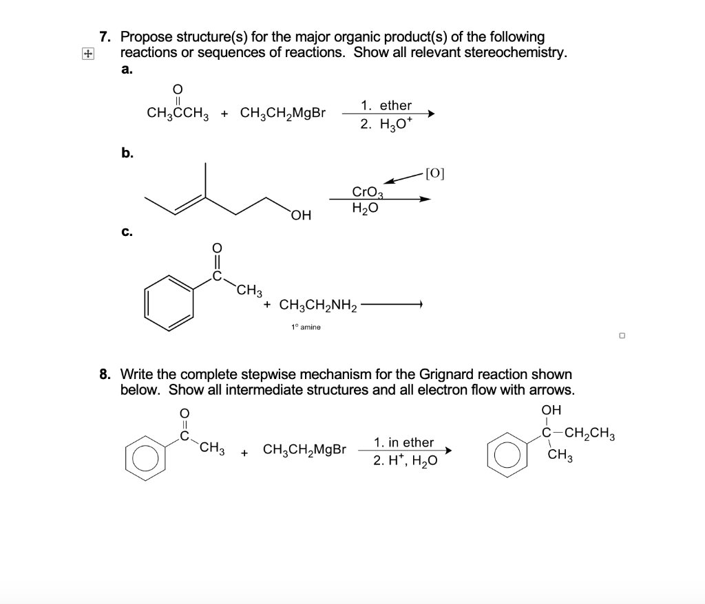 Solved 7 Propose Structure S For The Major Organic Chegg