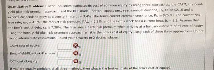 Solved Quantitative Problem Barton Industries Estimates Its Chegg