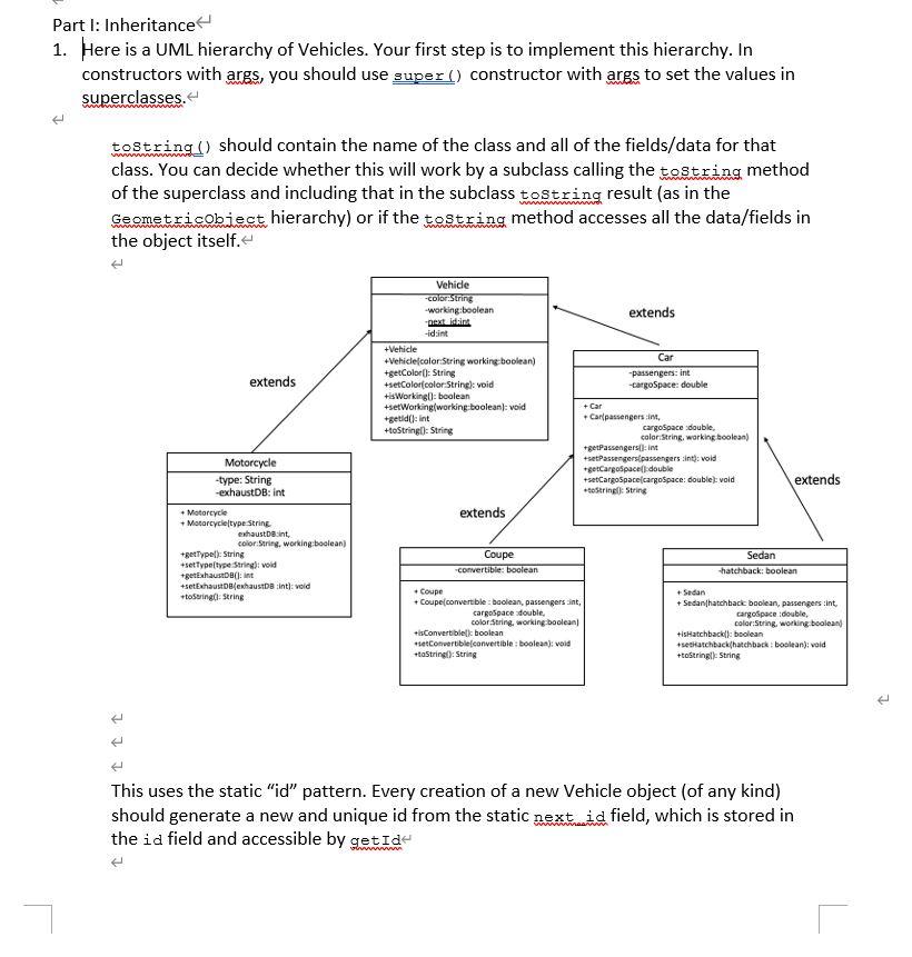 Solved Part I Inheritance Here Is A Uml Hierarchy Of Chegg