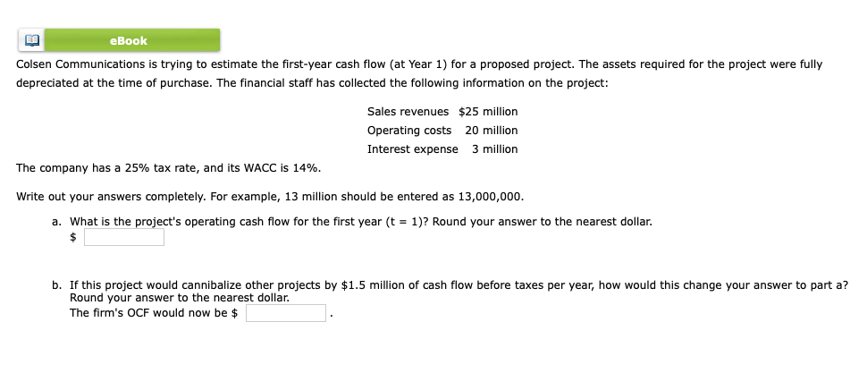 Solved Eb Ebook Colsen Communications Is Trying To Estimate Chegg