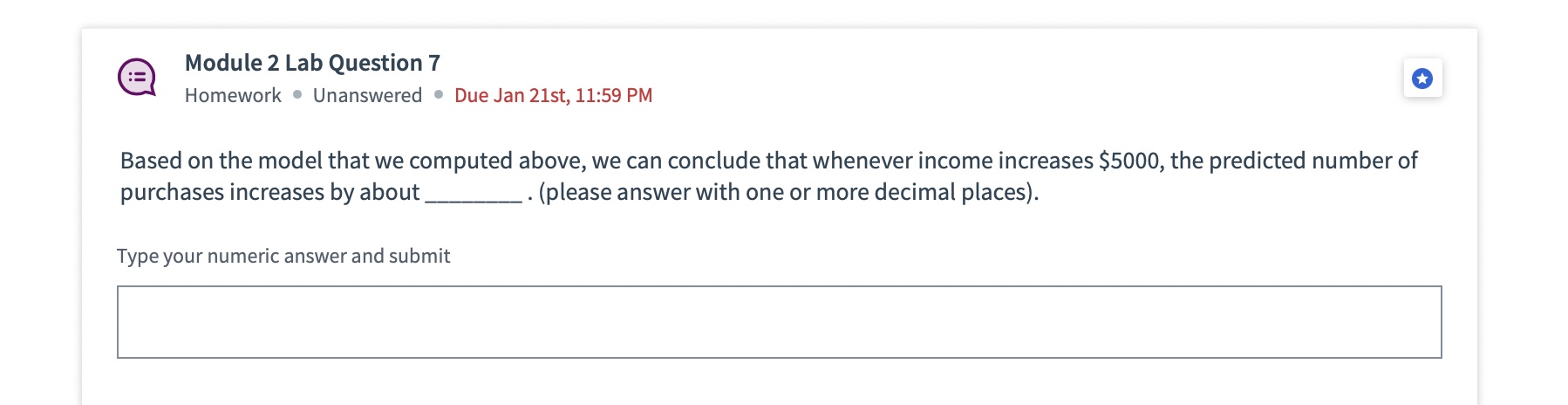 Solved Module Lab Question Homework Unanswered Due Chegg