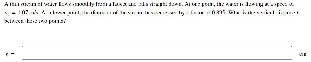 Solved A Thin Stream Of Water Flows Smoothly From A Faucet Chegg