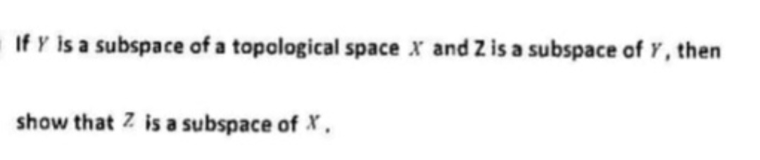 Solved If Y Is A Subspace Of A Topological Space X And Z Is Chegg