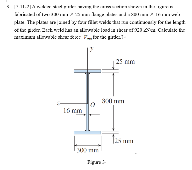 Solved A Welded Steel Girder Having The Cross Chegg