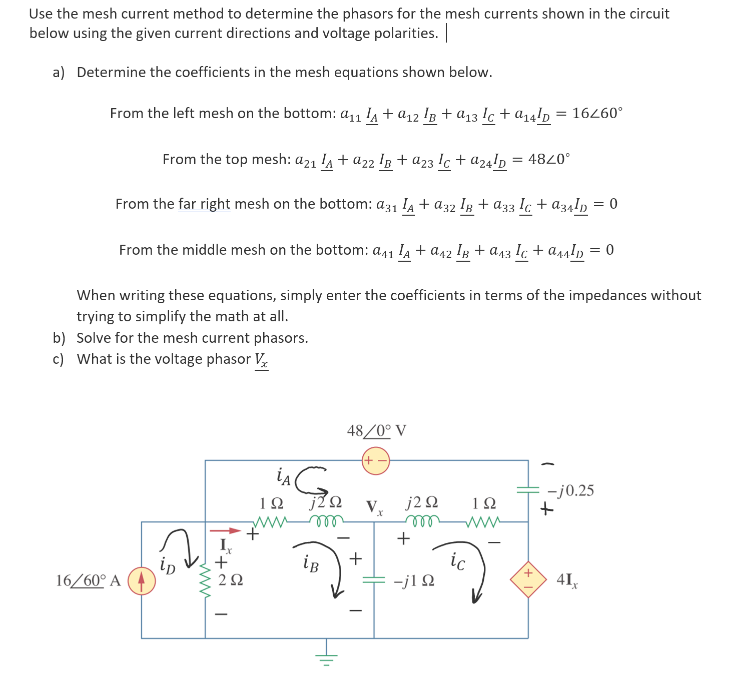 Solved Use The Mesh Current Method To Determine The Phasors Chegg