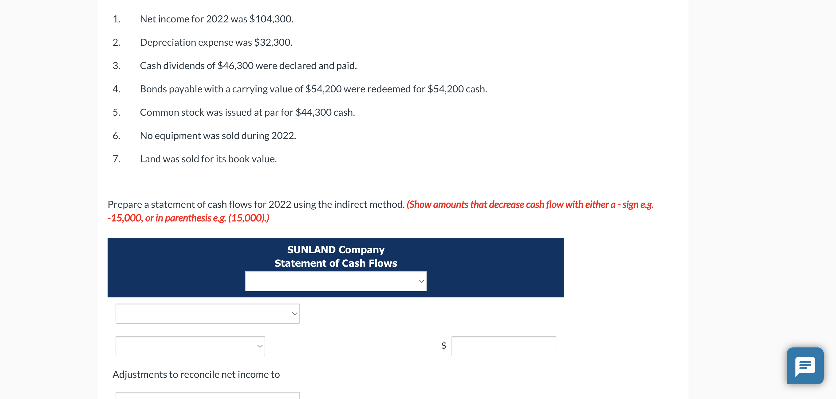 Solved SUNLAND Company Comparative Balance Sheets December Chegg