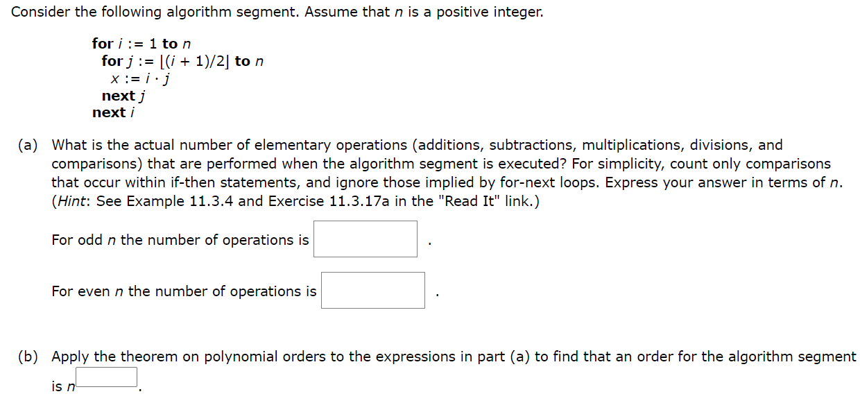 Consider The Following Algorithm Segment Assume That Chegg