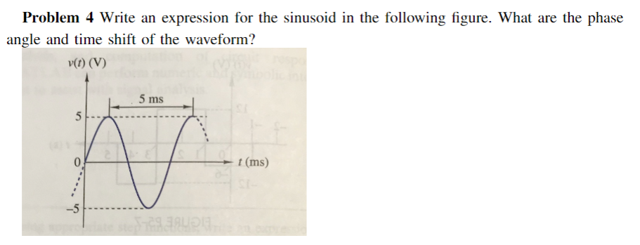 Solved Problem Write An Expression For The Sinusoid In The Chegg