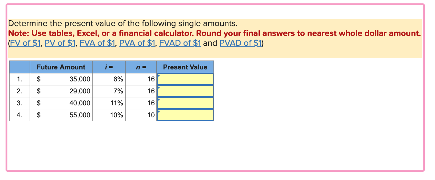 Solved Determine The Present Value Of The Following Single Chegg