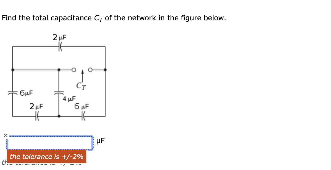 Solved Find The Total Capacitance Ct Of The Network In The Chegg