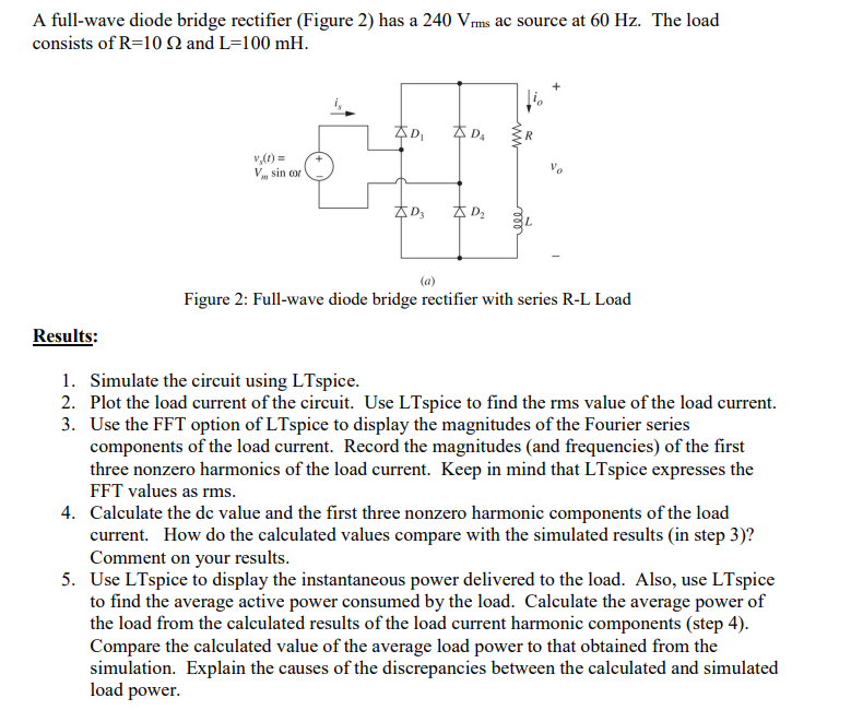 Solved A Full Wave Diode Bridge Rectifier Figure Has A Chegg