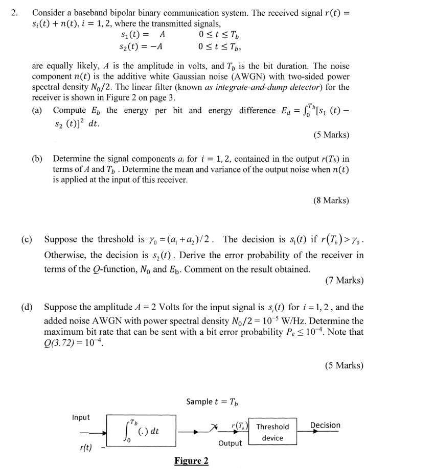 Solved Consider A Baseband Bipolar Binary Communication Chegg