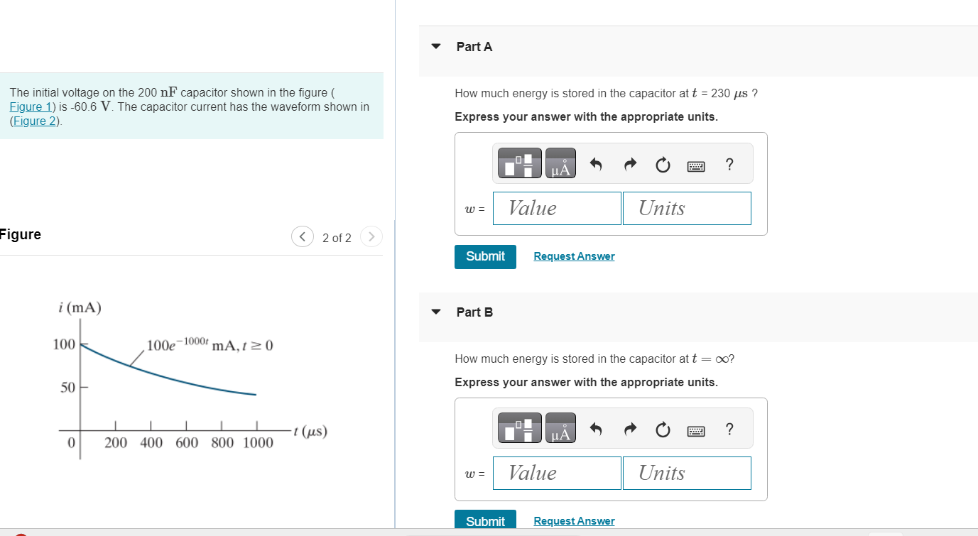 Solved The Initial Voltage On The Nf Capacitor Shown In Chegg