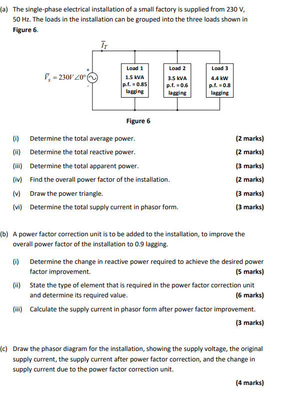 Solved A The Single Phase Electrical Installation Of A Chegg