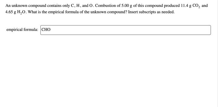 Solved An Unknown Compound Contains Only C H And O Chegg