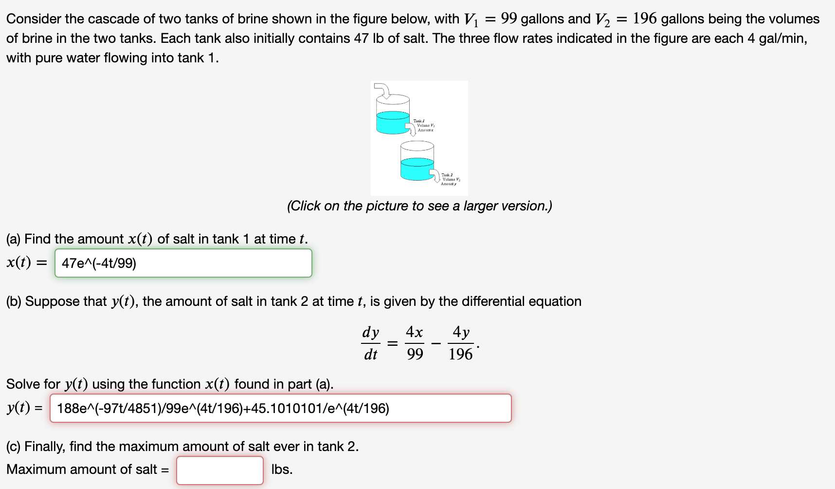 Solved Consider The Cascade Of Two Tanks Of Brine Shown In Chegg