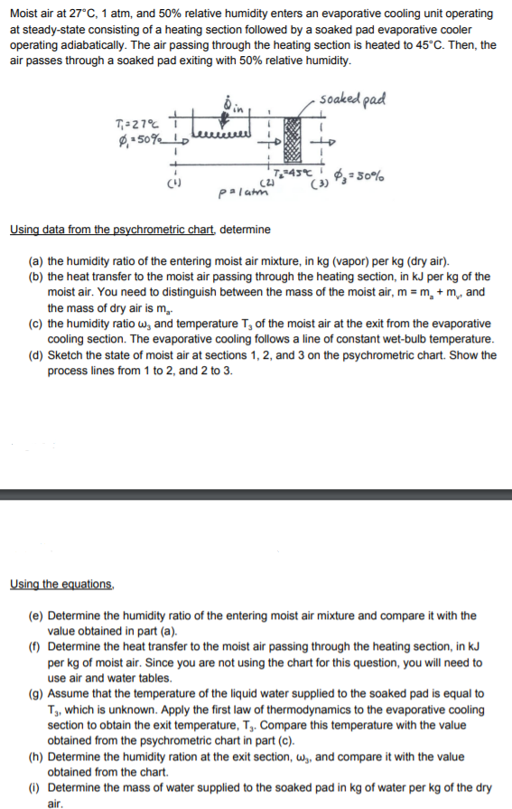 Solved Moist Air At 27C 1 Atm And 50 Relative Humidity Chegg