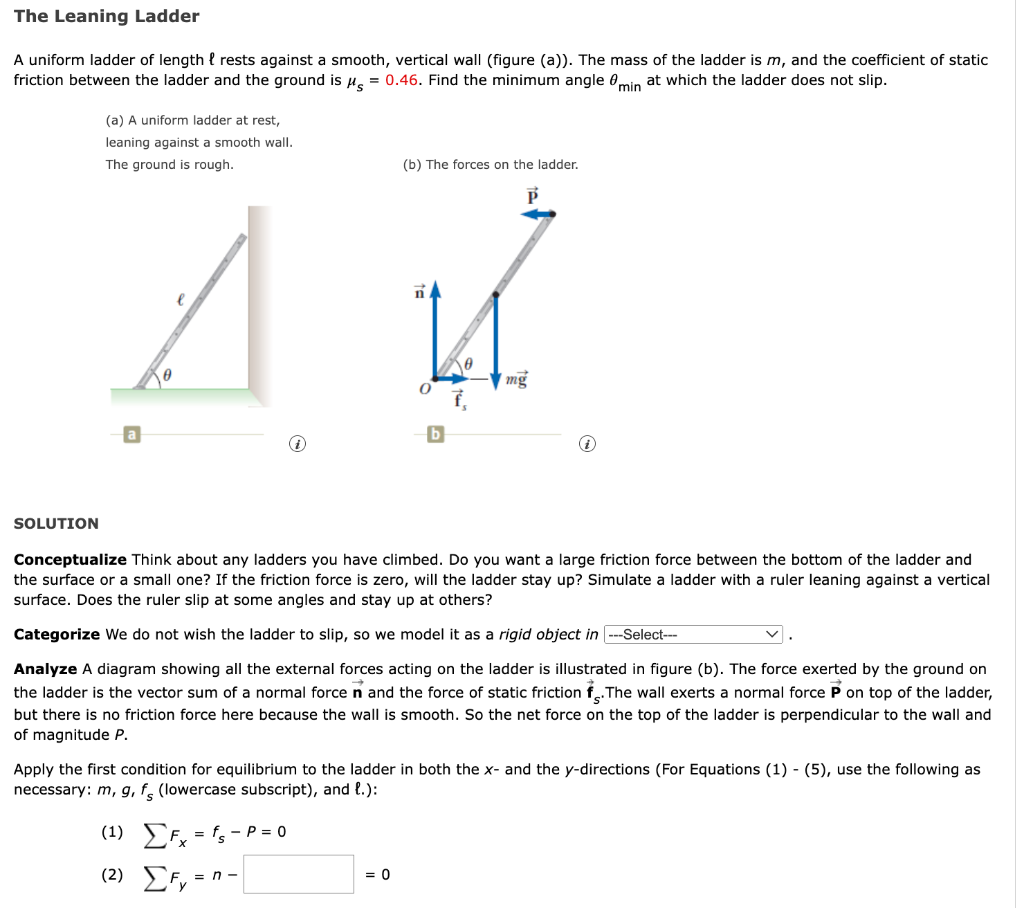 Solved A Uniform Ladder Of Length Rests Against A Smooth Chegg