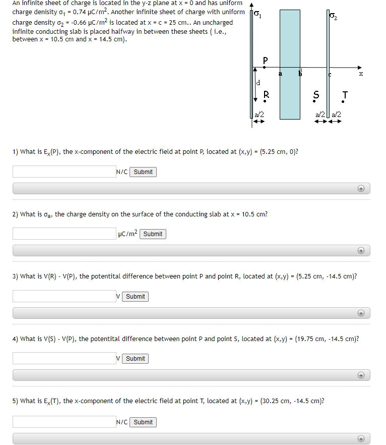 Solved 0₁ An infinite sheet of charge is located in the y z Chegg