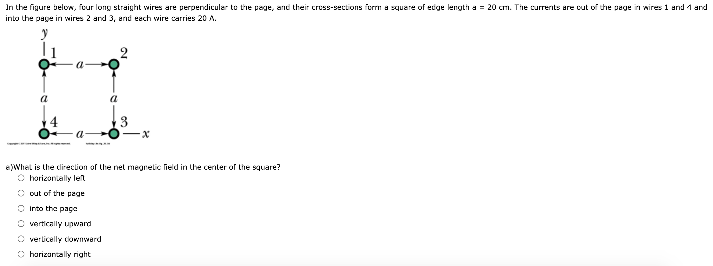 Solved In The Figure Below Four Long Straight Wires Are Chegg