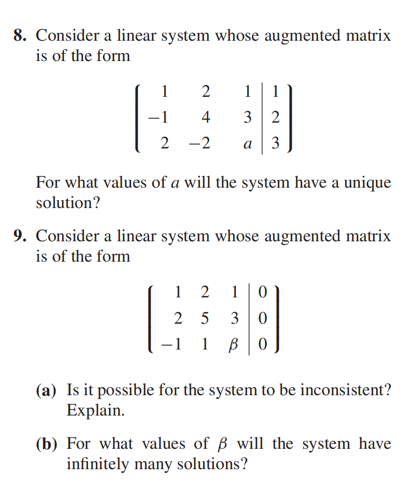 Solved Consider A Linear System Whose Augmented Matrix Is Chegg