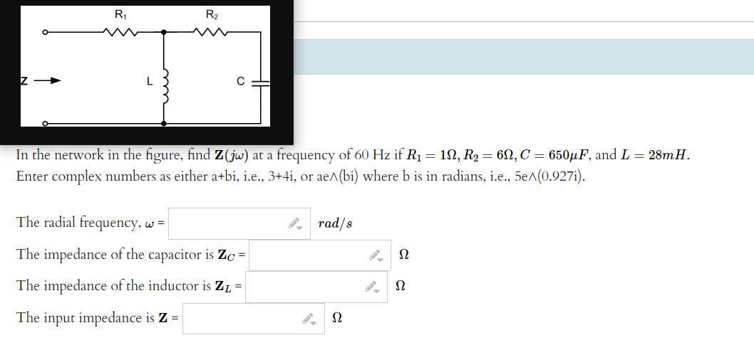 Solved In the network in the figure find Z jω at a Chegg